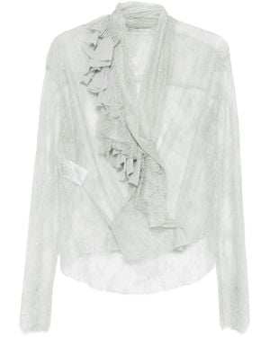 Alberta Ferretti Lace Ruffled Top - White