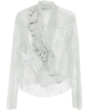 Alberta Ferretti Lace Ruffled Top - White