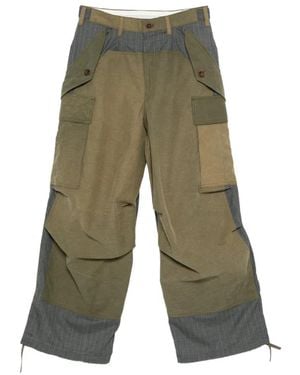 KHOKI Pocket Striped Trousers - Green