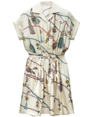 Versace Printed Silk Twill Mini Dress - White