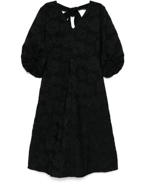 Stine Goya 3/4 Volume-Sleeved Midi Dress - Black