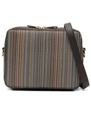 Paul Smith Gestreifte Schultertasche mit Reißverschluss - Grau