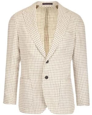 Al Duca d'Aosta Houndstooth-Pattern Blazer - White