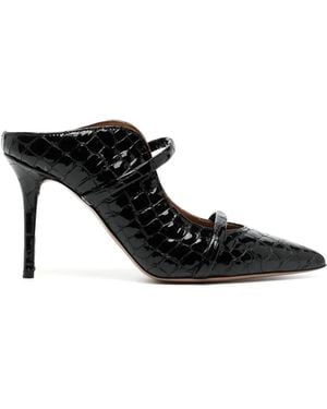 Malone Souliers Maureen Crocodile-Embossed Mules - Black
