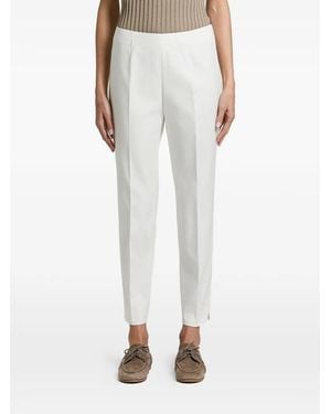 Peserico Pressed-Crease Side-Slit Trousers - White