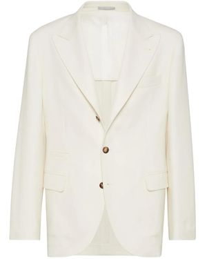 Brunello Cucinelli Blazer En Laine Mélangée - Blanc