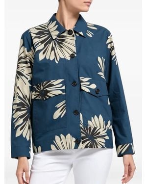 Brunello Cucinelli Floral-Print Cotton Shirt - Blue