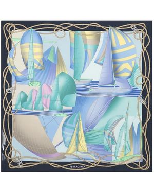 Ferragamo Sailing Schal Mit Print - Blau
