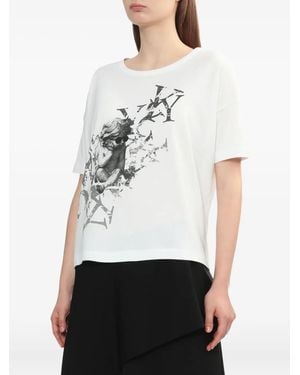 Y's Yohji Yamamoto T-Shirt Con Stampa Cherubino - Bianco