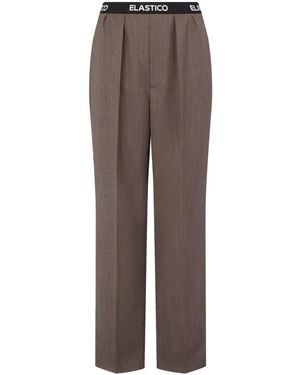 Moschino Virgin-Wool Twill Trousers - Brown