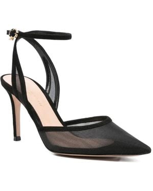 Gianvito Rossi 90Mm Mesh Pointed-Toe Pumps - Black