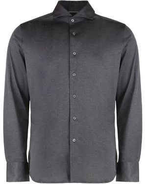 Canali Long-Sleeve Cotton Shirt - Grey