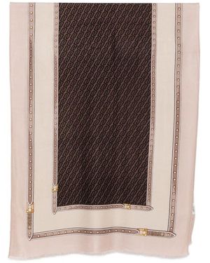 Liu Jo Logo-Print Fringed Scarf - Brown