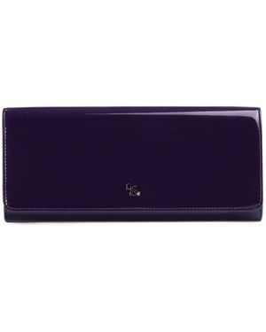 Le Silla Patent-Finish Logo-Plaque Clutch Bag - Purple
