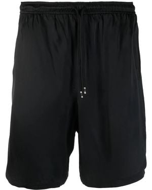 Laneus Elasticated-Waistband Cotton Shorts - Black