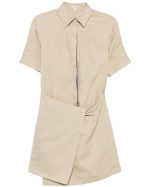Loewe Vestido Camisero De Cuadros A Paneles - Neutro
