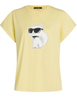 KARL LAGERFELD Ikon Choupette Aquarelle T-Shirt - Yellow