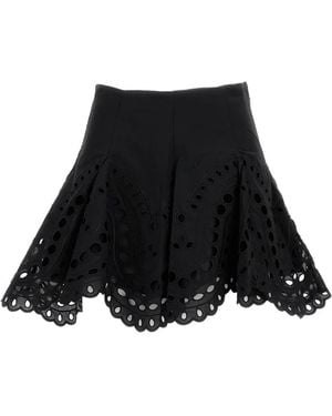 Charo Ruiz Sail Scalloped-Finish Mini Skirt - Black