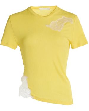 Christopher Esber Delphin Lace-Detail Crew-Neck T-Shirt - Yellow