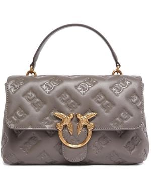 Pinko Love Birds Debossed Satchel - Grey