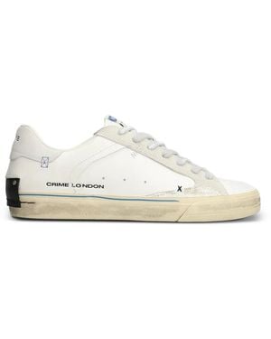 Crime London Logo-Print Leather Trainers - White