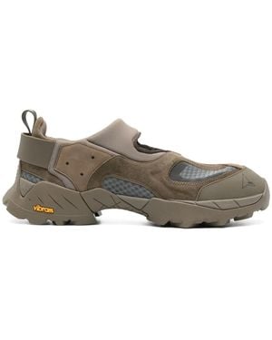 ROA Perforated Suede Panelled Sandals - Grey