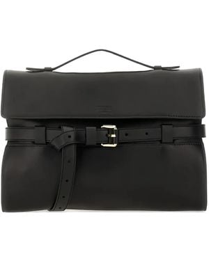 Moschino Belted Leather Tote Bag - Black