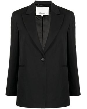 3.1 Phillip Lim ピークドラペル シングルジャケット - ブラック