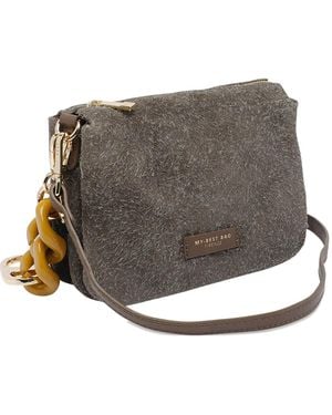 MY BEST BAG Schultertasche mit Kettenriemen - Grau