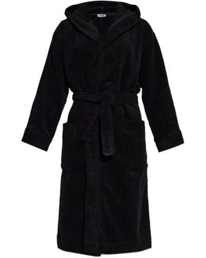 Moschino Logo-Patch Hooded Dressing Gown - Black