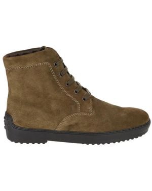 Tod's Lace-Up Suede Boots - Brown