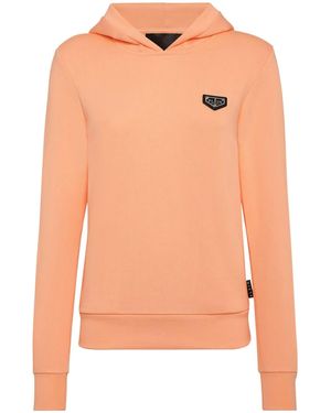 Philipp Plein Hoodie À Plaque Logo - Orange