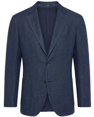 Drumohr Notch-Lapel Single-Breasted Blazer - Blue