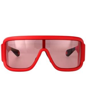 Moncler Snowskeerer Rectangular-Frame Sunglasses - Red