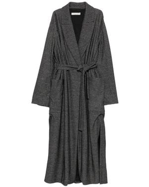 Liviana Conti Herringbone-Pattern Belted Coat - Black