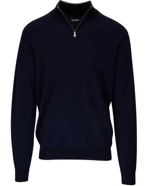 Peter Millar Trui Met Halve Rits - Blauw