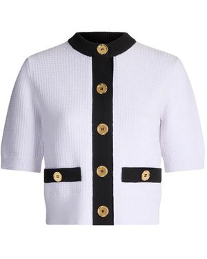 Patou Collarless Textured Top - White