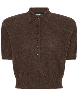 ROTATE BIRGER CHRISTENSEN Button-Up Polo Top - Brown