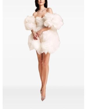 Ana Radu Rose-Embellished Off-Shoulder Mini Dress - White
