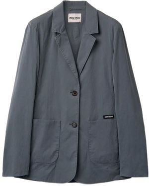 Miu Miu Washed Stretch Poplin Jacket - Blue