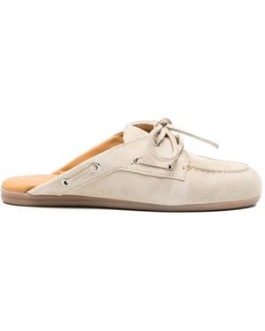 POSA Suede Lace-Up Mules - White