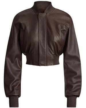 Polo Ralph Lauren Cropped Leather Jacket - Brown