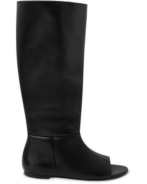 GIMAGUAS Open-Toe Leather Boots - Black