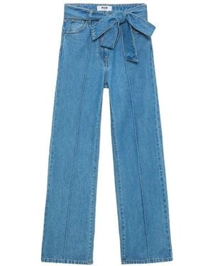 MSGM High-Waisted Tie-Waist Jeans - Blue