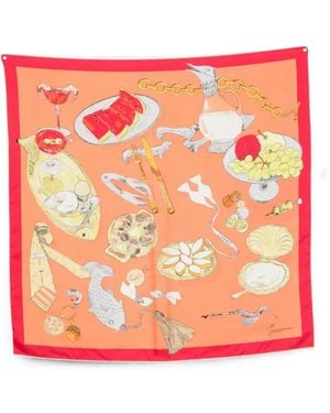 Jacquemus Le Grand Foulard Cocktail-Print Silk Scarf - Pink
