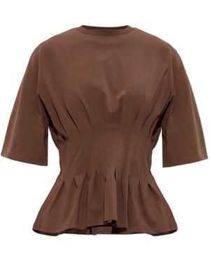 Gestuz Inez Pleated Peplum T-Shirt - Brown