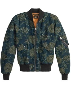 RRL Floral Bomber Jacket - Blue