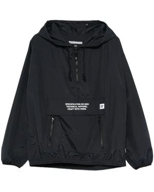 Neighborhood Logo-Print Hooded Jacket - Black
