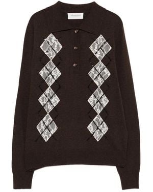 ERMANNO FIRENZE Lace-Embellished Polo Top - Black