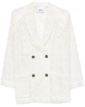 Erika Cavallini Semi Couture Double-Breasted Fringed Jacket - White